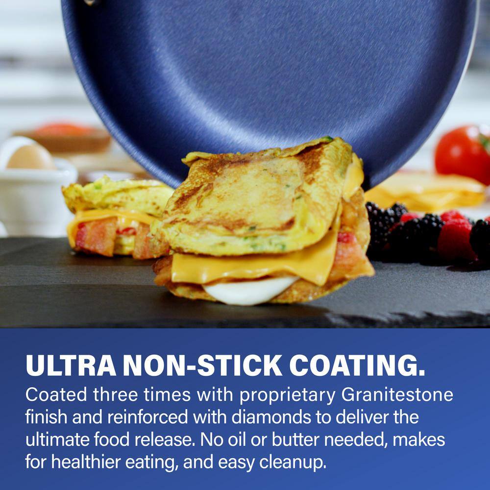 Granitestone Blue 12'' Nonstick Aluminum Fry Pan with Cool Touch Handle