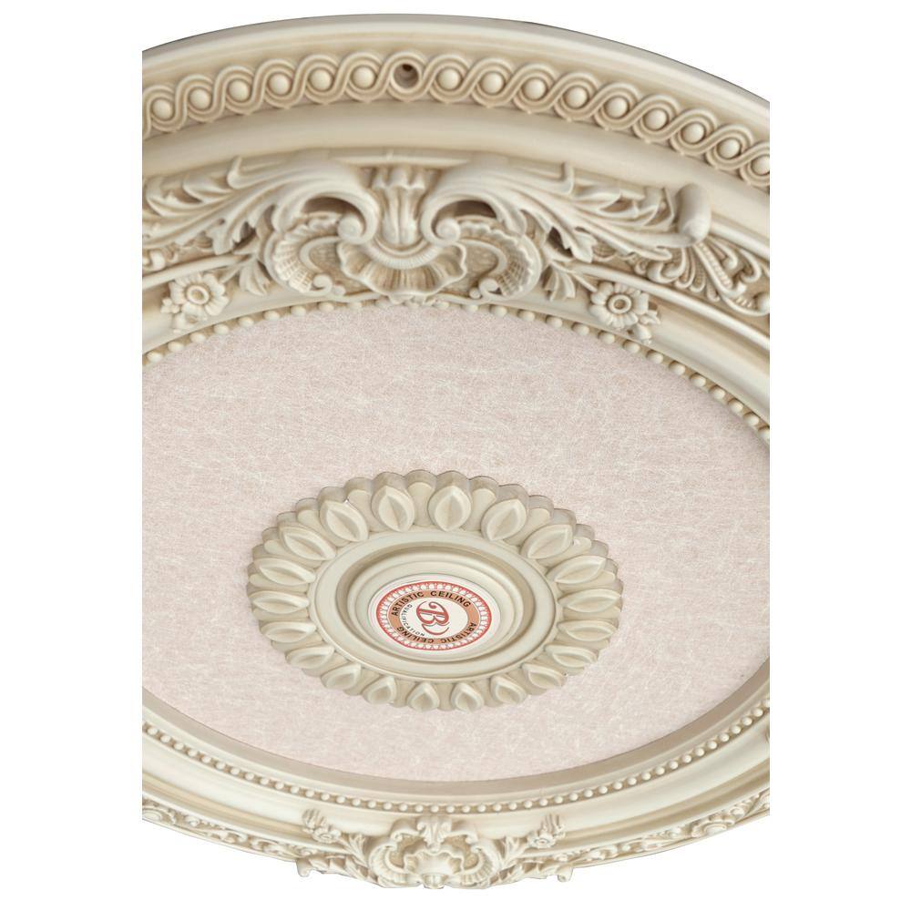 Cream Antique Polystyrene Round Ceiling Medallion, 24 Inches
