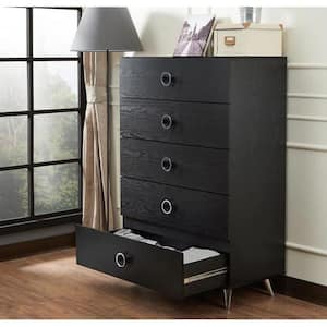 5-Drawer Black Chest of Drawers 32 in. x 17 in. x 47 in. H