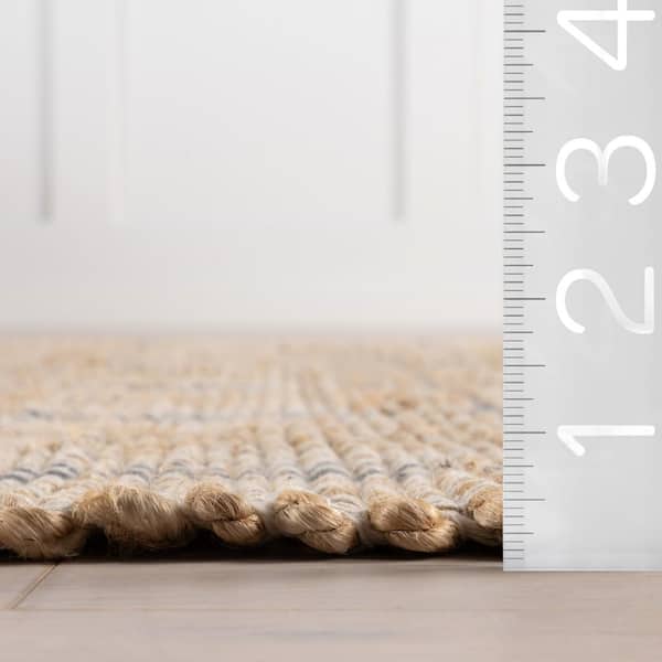 Oscar Plaid Jute Natural 4 ft. x 6 ft. Indoor/Outdoor Patio Rug