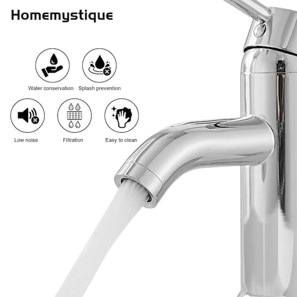 Simple Single-Handle Single-Hole Bathroom Brass Sink Faucet with Pop-Up Drain Assembly Kit Included in Polished Chrome