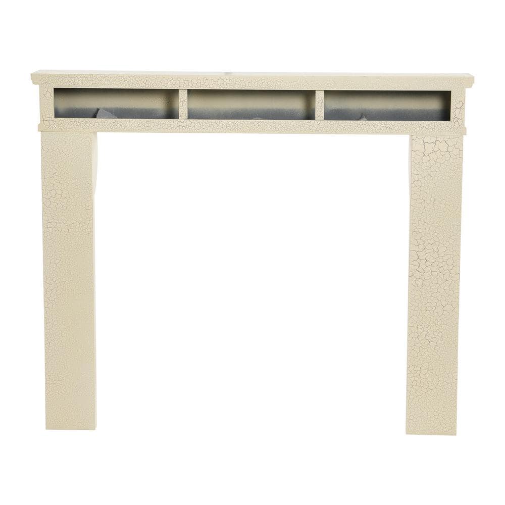 Distressed Cream Wood Wall Mount Fireplace Mantel, 50" Height