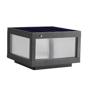 Black Integrated LED 12x12 Solar Deck Post Cap Light 12.01 in. IP65 Waterproof Grade with Dimmable LED for Outdoor Use