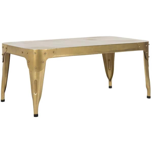 Safavieh 43 In Gold Large Rectangle Metal Coffee Table Fox7205b Gold Large Rectangle Metal Coffee Table, Safavieh Iron Coffee Table