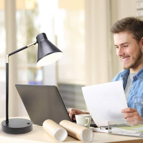 DL03U Series 22 in. White with 100% metal Office/Table Lamp Integrated Soft White LED(3000K), 270° Flexible Swivel Arms
