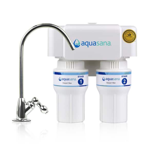 Under Sink Drinking Water Filter : 2-Stage : Reduce up to 99.99% of 78 Contaminants: Chrome Faucet