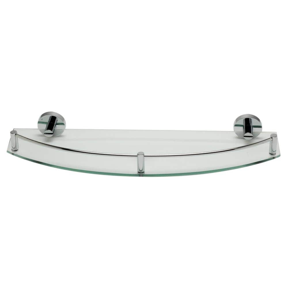 Polished Chrome and Glass Wall Mounted Shower Shelf