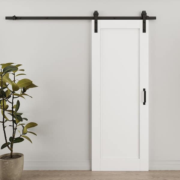 32 in. x 84 in. 1 Panel White Primed MDF No Assembly Required Interior Sliding Barn Door Slab without Hardware Kit