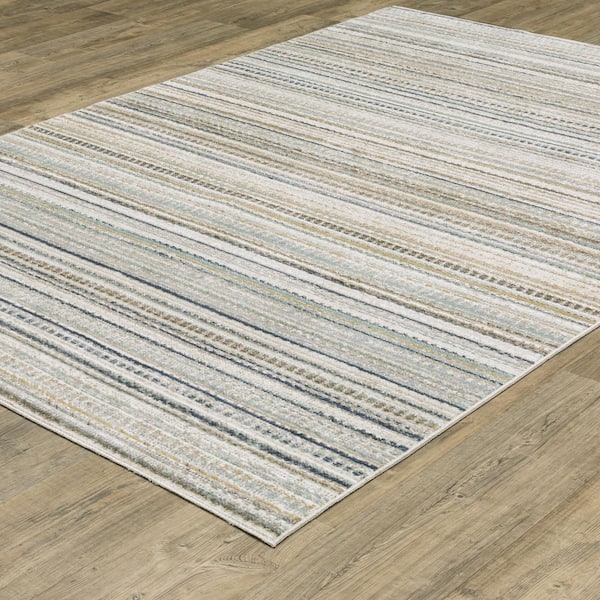 Claire Beige/Multi 8 ft. x 11 ft. Distressed Geometric Stripe Polypropylene-Polyester Blend Indoor Area Rug