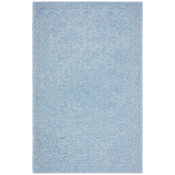 SAFAVIEH Textural Blue 4 ft. x 6 ft. Solid Color Geometric Area Rug