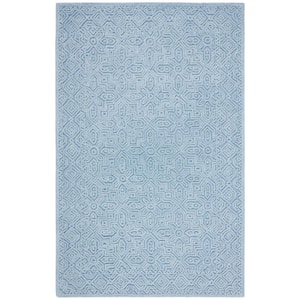 Textural Blue 6 ft. x 9 ft. Solid Color Geometric Area Rug