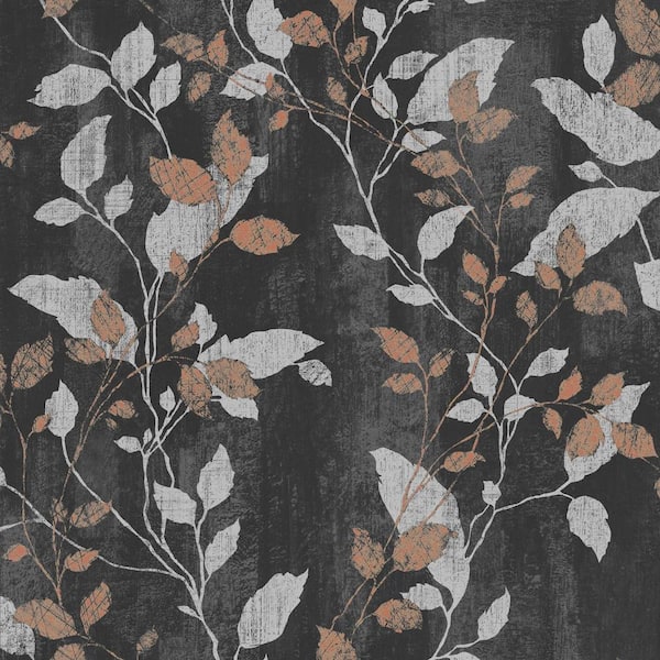 Graham & Brown Vermeil Leaf Black, Silver and Copper Removable Wallpaper