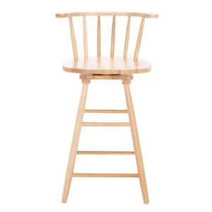 Ray 25 in. Natural Low-Back Wood Frame Swivel Counter Stool