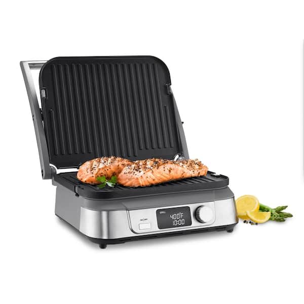 Cuisinart Griddler Elite 240 sq. in. Brushed Stainless Steel Non-Stick Indoor  Grill GR-300WSP1 - The Home Depot