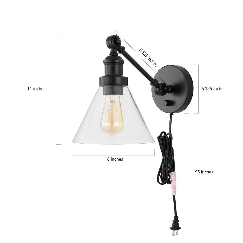 Bronze Cone Glass Shade Dimmable LED Wall Sconce (Set of 2)