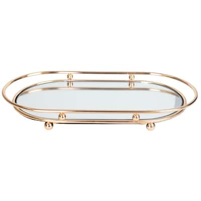 Luxury Mirror Vanity Tray In Gold, Gold Mirrored Dresser Tray