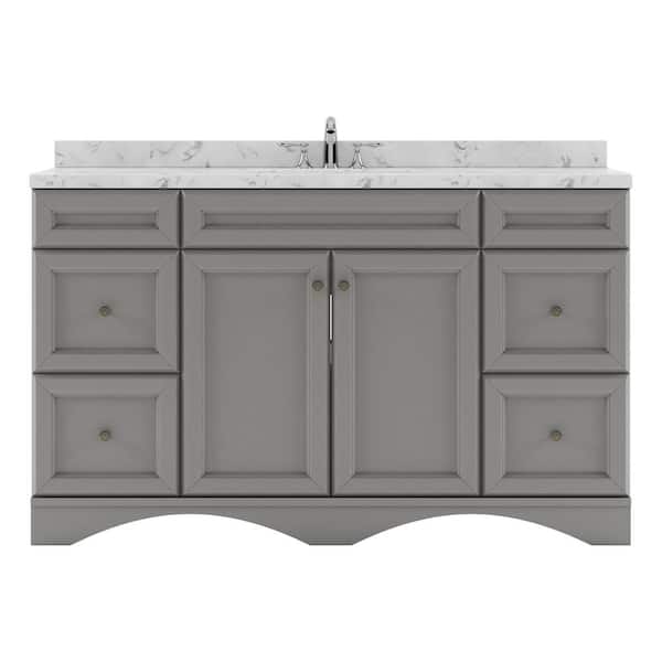 Virtu USA Talisa 60 in. W x 22 in. D x 37 in. H Single Sink Bath Vanity in Gray with Quartz Top