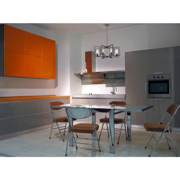 Elements 8-Light Charcoal Industrial Rectangular Chandelier for Dining Areas with No Bulbs Included