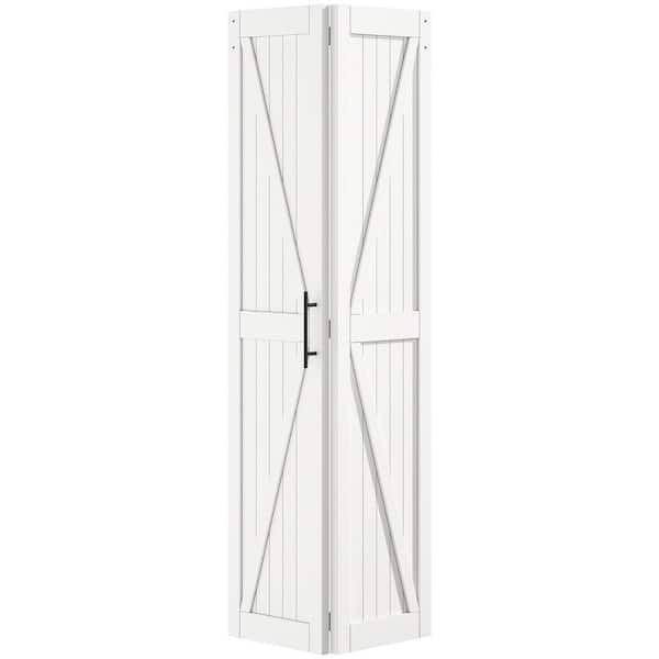 HOMEIBRO 36 in. x 84 in. Solid Core White Finished Pine Wood Bi-fold Door with Hardware