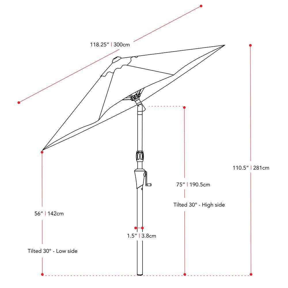 10ft Sand Gray Tilting Market Patio Umbrella with Steel Frame