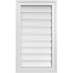 16 in. x 28 in. Vertical Surface Mount PVC Gable Vent: Functional with Brickmould Frame