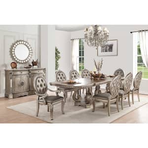 Danielle Light Brown Wood 76 in Double Pedestal Dining Table (Seats 8)