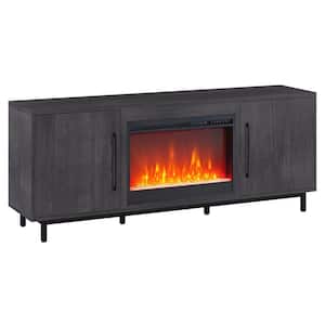 Julian 68 in. Charcoal Gray TV Stand with Crystal Fireplace Fits TV's up to 75 in.
