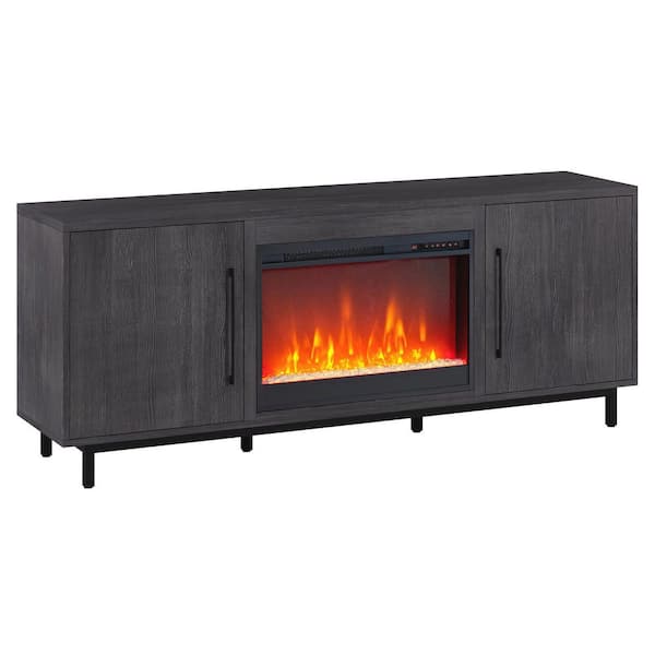 Julian 68 in. Charcoal Gray TV Stand with Crystal Fireplace Fits TV's up to 75 in.