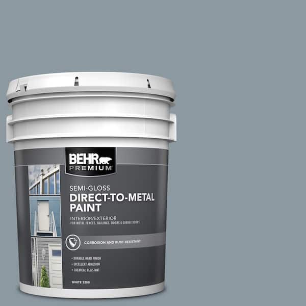 BEHR PREMIUM 5 gal. #N490-4 Teton Blue Semi-Gloss Direct to Metal Interior/Exterior Paint