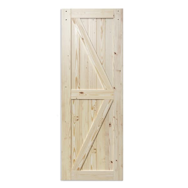 GOLDENPOLEY K Model 28 in. x 80 in. Unfinished Natural Solid Wood Interior Sliding Barn Door Slab