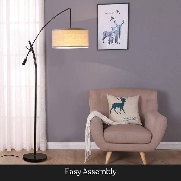 Brightech Grayson 84 In Black Arc Led, Flynn Recycled Glass Floor Lamp Bronze
