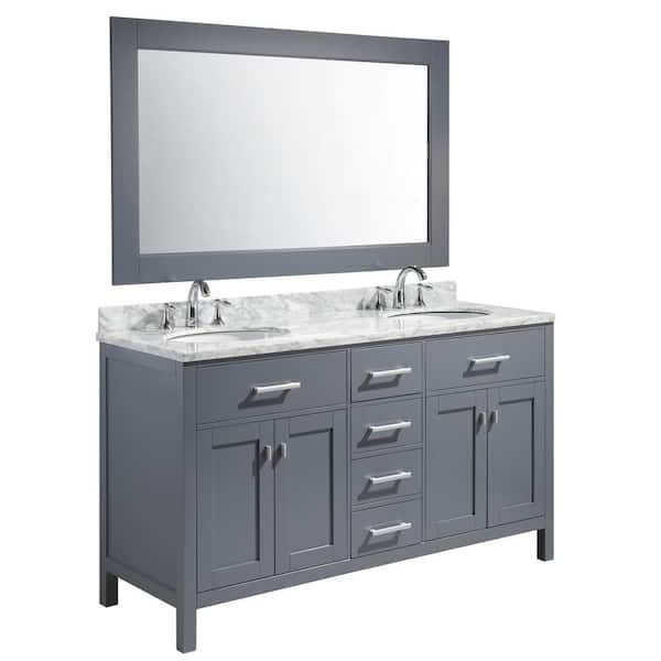 London 59.5 in. W x 21.5 in. D x 34.75 in. H Bath Vanity Cabinet without Top in Gray