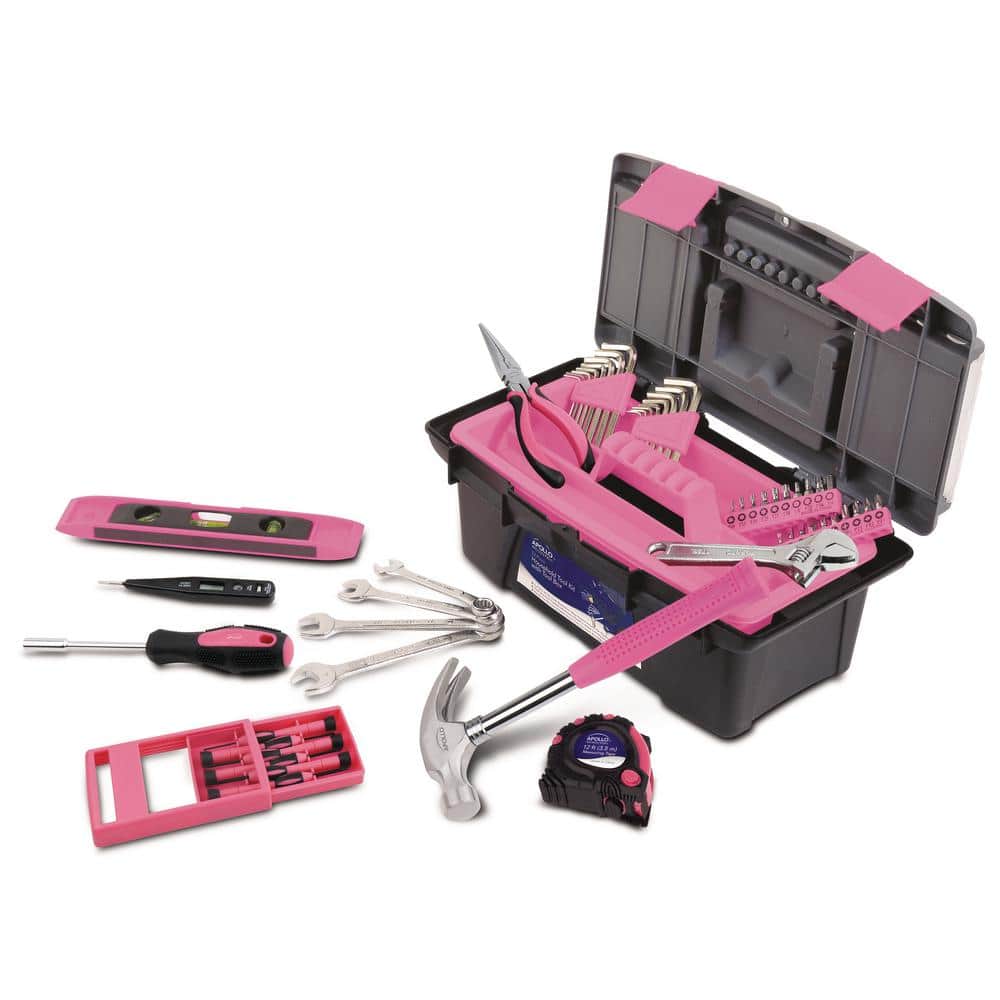 Pink Apollo Tools DT7102P Household Tool Kit with Tool Box 170-Piece Donation Made to Breast Cancer Research 