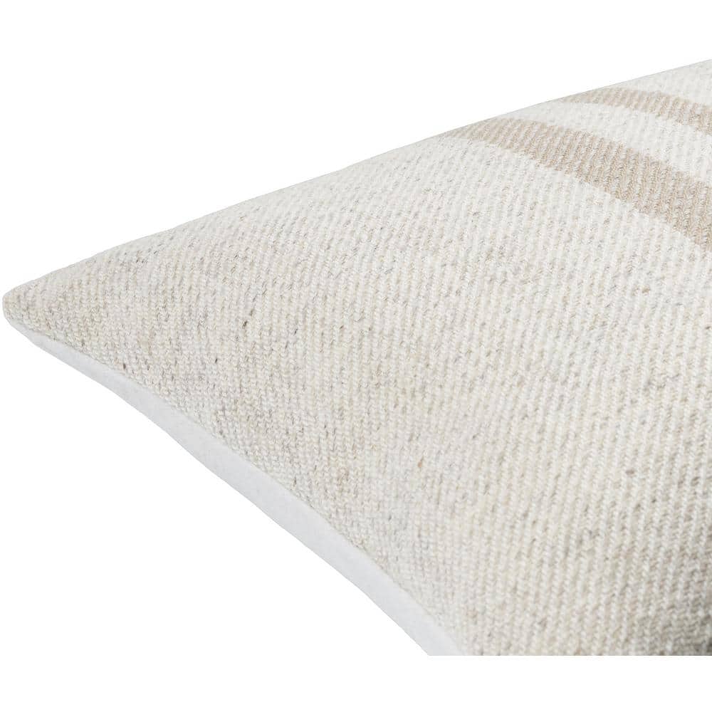 Brett 20" Cream and Light Brown Wool Blend Accent Pillow Set