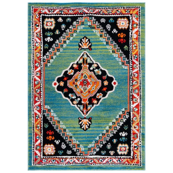 Vintage Hamadan 5 ft. x 8 ft. Green/Black Overdyed Border Area Rug