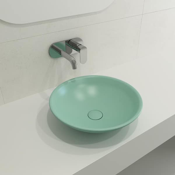 Venezia Matte Mint Green 15.75 in. Fireclay Round Vessel Sink