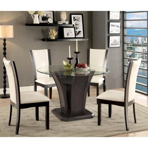 Round Brown Cherry Glass Dining Table, 54 Round Dining Table Modern