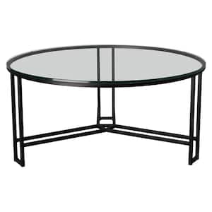 Terrell 40 in. Black Round Glass Coffee Table