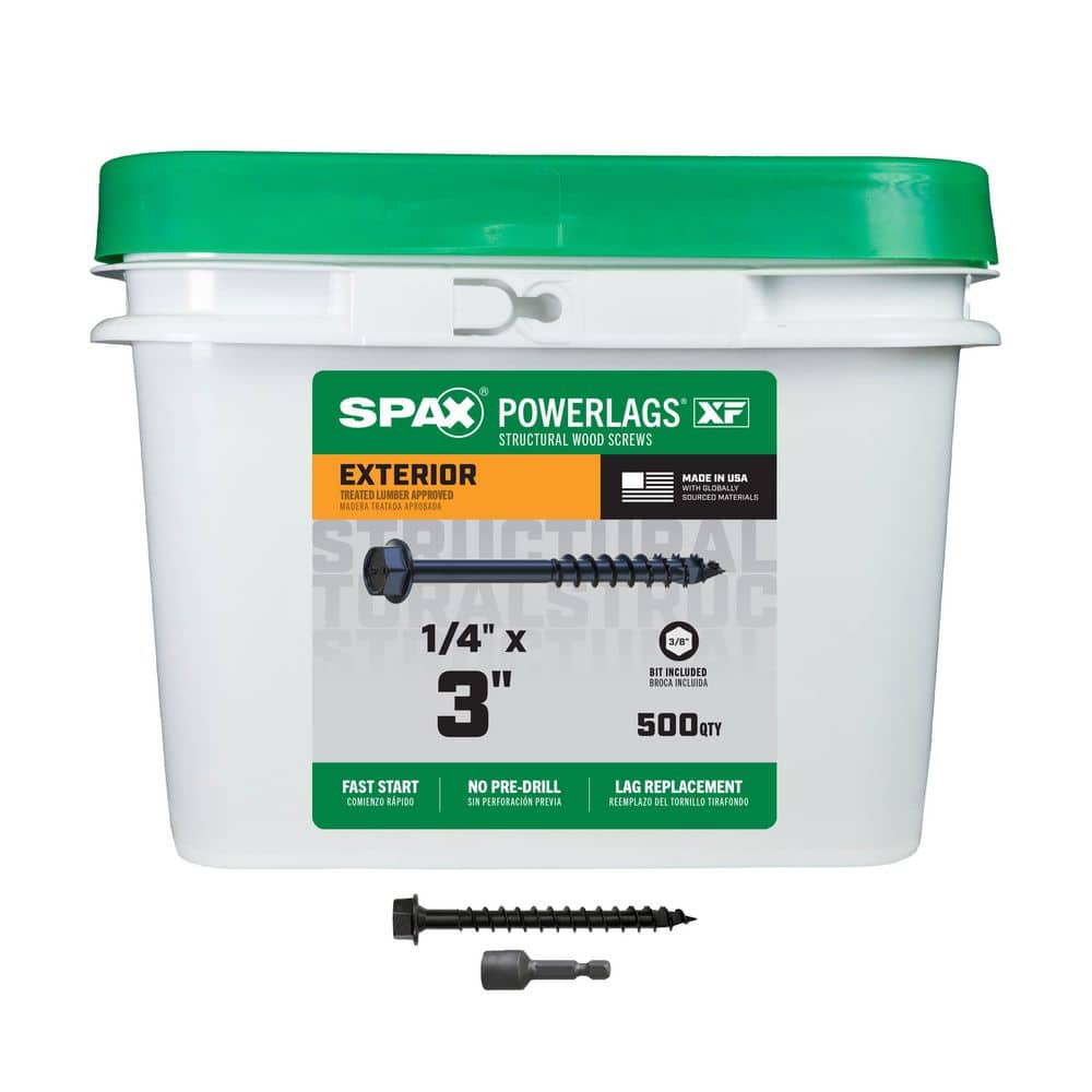 1/4 in. x 3 in. Black Powerlags XF Exterior 3/8 in. Hex Hex Head Structural Wood Lag Screws (500-Pieces) price history on PriceWatchPro