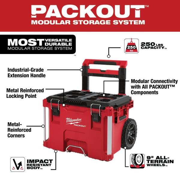 Milwaukee - M18 18V Lithium-Ion Cordless Combo Tool Kit (6-Tool) with PACKOUT Rolling Tool Box and (4) Batteries