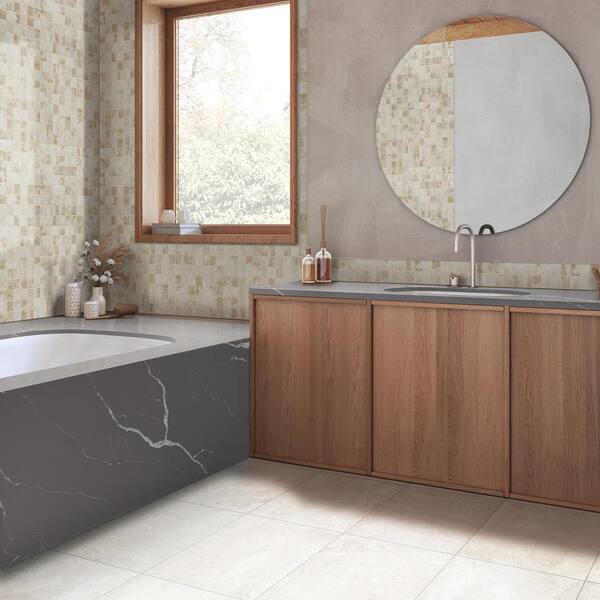 Soreno Ivory 24 in. x 24 in. Matte Porcelain Stone Look Floor and Wall Tile (480 sq. ft./Pallet)