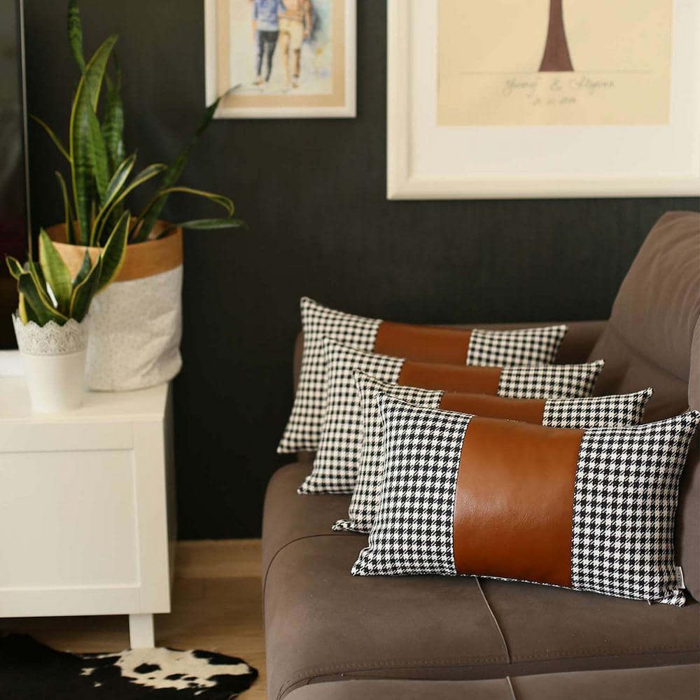 Black faux hotsell leather pillow