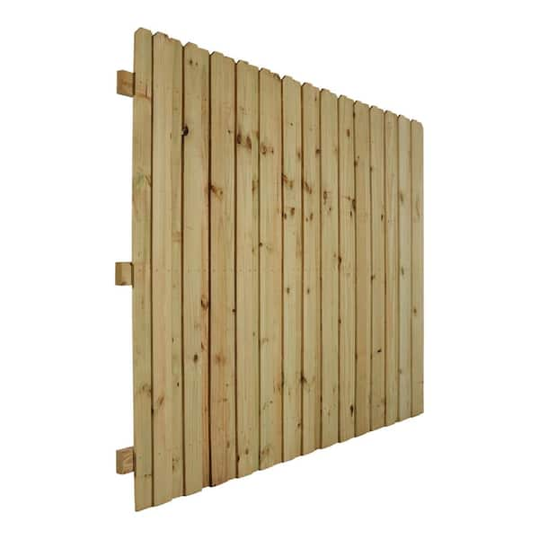 Outdoor Essentials 6 ft. x 8 ft. Pressure Treated Pine Board On Board Fence Panel 4 in. Pickets 2x4 Backer Rails 290327 The Home Depot