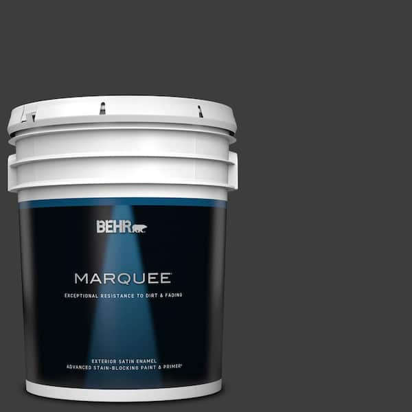 BEHR MARQUEE 5 gal. Black Satin Enamel Exterior Paint & Primer