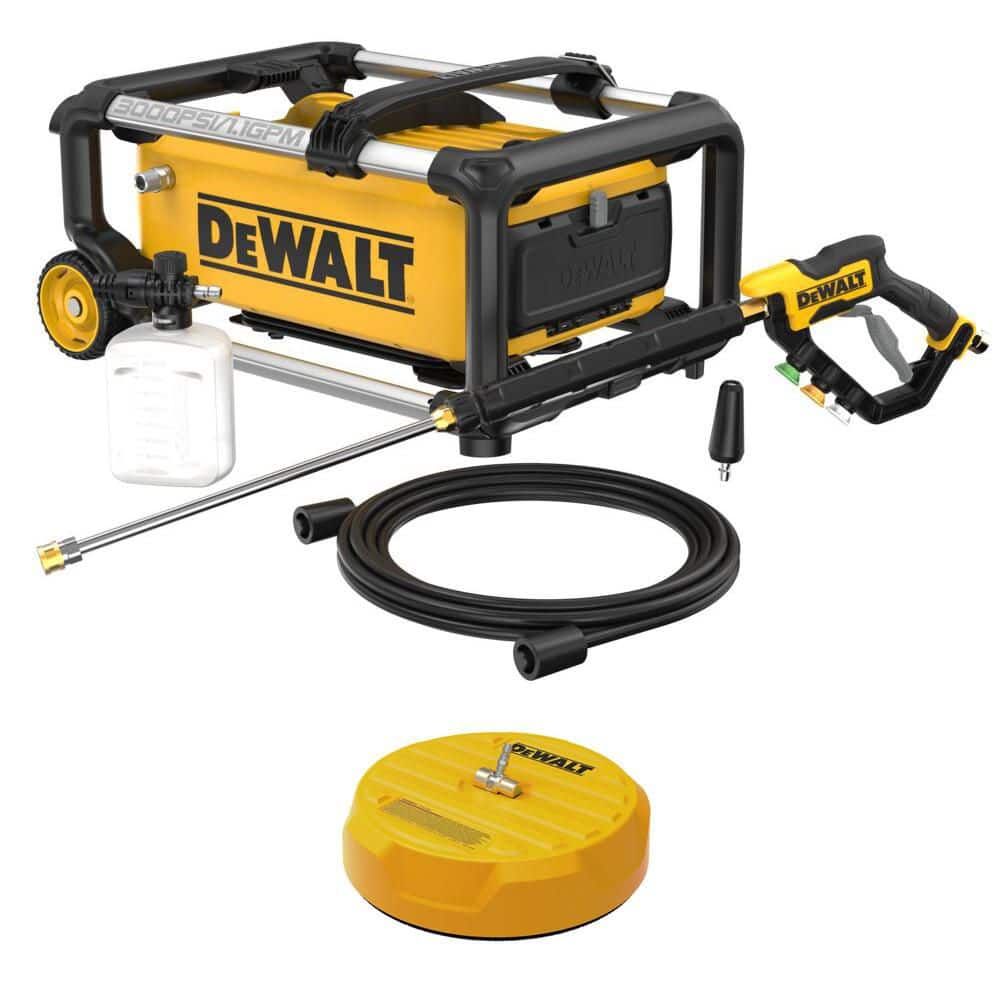 DEWALT 3000 PSI 1.1 GPM 15 Amp Cold Water Electric Pressure Washer with Internal Equipment Storage w/15 in. Surface Cleaner DWPW3000WPWSC15