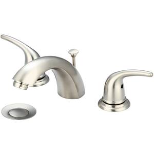 Accent 8 in. Widespread 2-Handle with Drain Bathroom Faucet in Brushed Nickel