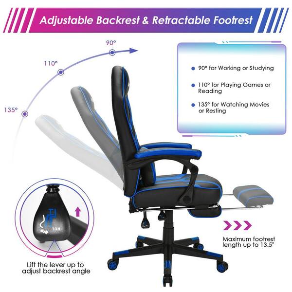  GYMAX Gaming Chair Office Chair, Adjustable Swivel