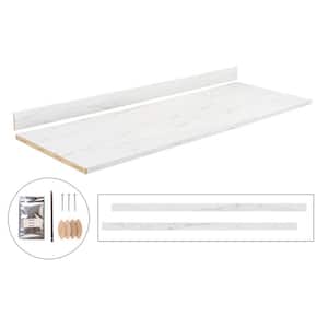 8 ft. White Laminate Countertop Kit with Left Miter and Full-Thickness Square Edge in Alabaster Slate