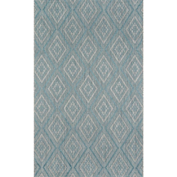 Momeni Lake Palace Rajastan Weekend Light Blue 7 ft. 10 in. x 10 ft. 10 in. Indoor Outdoor Rug