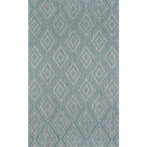 Lake Palace Rajasthan Weekend Light Blue 9 ft. 3 in. x 12 ft. 6 in. Indoor Outdoor Rug